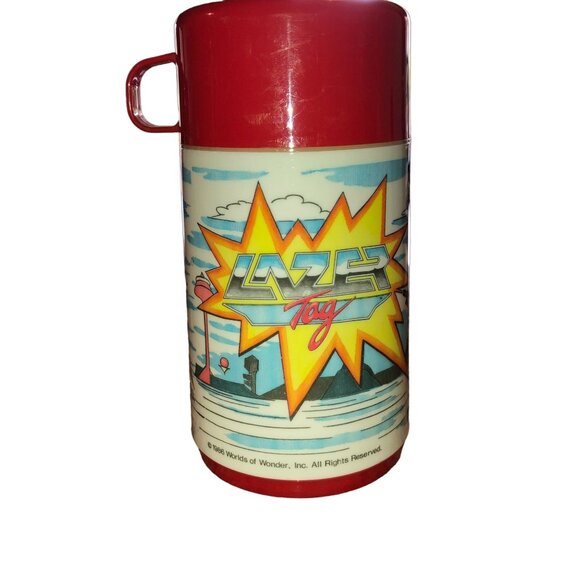 VTG NWT LAZER TAG THERMOS 1986 ALADDIN WORLDS OF WONDER 6.25" TALL - Picture 1 of 6